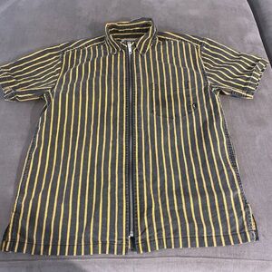 Striped Yellow and Black Zip-Up Shirt